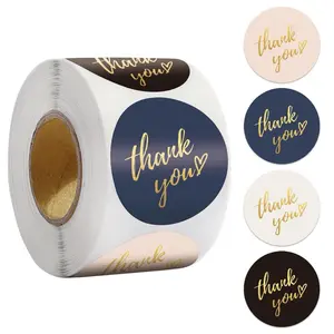 500Pcs 1.5" Foil Round Thank You Stickers for Small Businesses - 4 Different Styles for Personal Appreciation and Product Labels