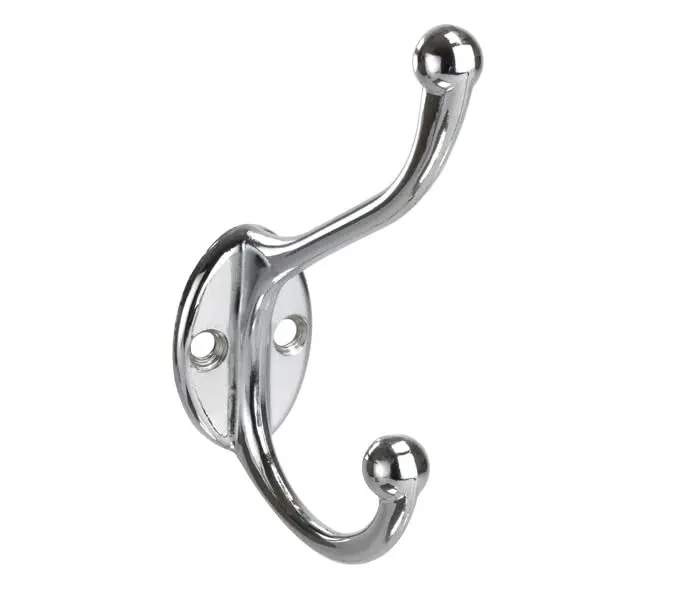 Vertical Double Coat Hook (Polished Chrome)