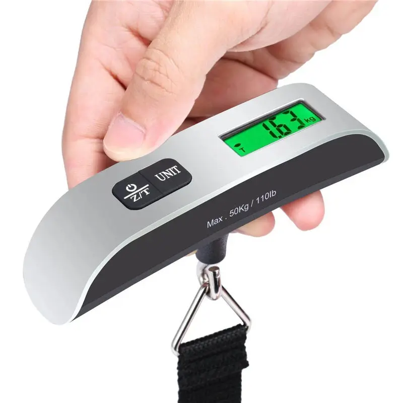 Dzc-T8 Model Portable Digital Hanging Luggage Scale with LCD Display, Hanging Handle, 110lb/50kg Capacity, Electronic Travel Baggage Weighing Tool for Suitcases
