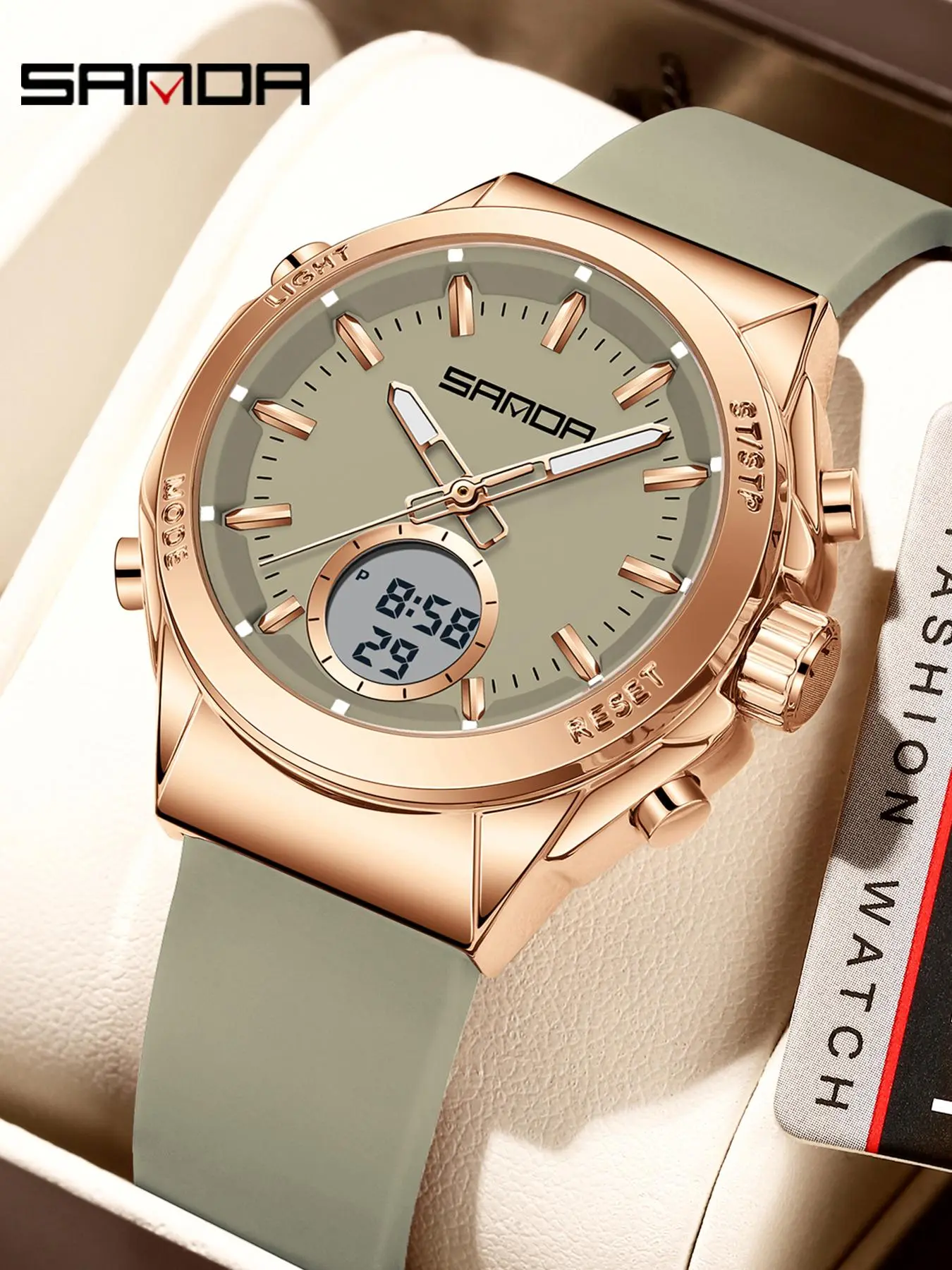 SANDA Men's Luxury Business Chronograph with Luminous Features, 3ATM Waterproof Casual Electronic Watch for Stylish Everyday Wear, Fashionable Waterproof Watch, Luminous Pointer Watch, Digital Wristwatch, Luminous Analog Watch
