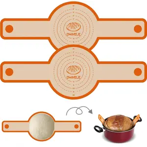 Silicone Bread Sling for Dutch Oven, Non-Stick Easy to Clean Baking Mat, 2 Pcs Reusable Bread Sling for Sourdough Baking Tools & Accessories