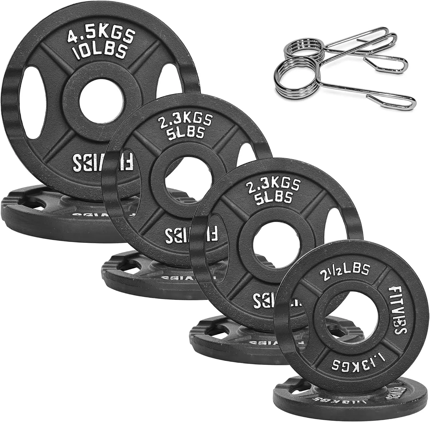 45 LB Olympic Weight Plates Set, 2-Inch Cast Iron weight Plates for Strength Training & Weightlifting