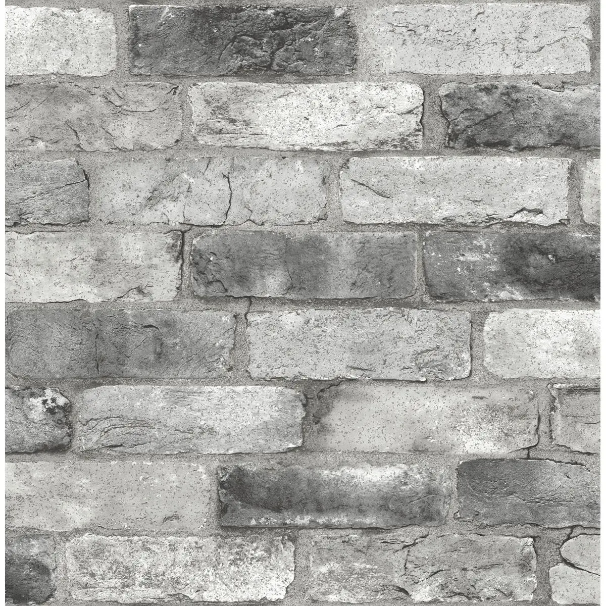 212 MAIN Industrial Grey London Brick Print Decorative Removable Self Adhesive Peel-Stick Wallpaper - Easy Install, Repositionable, Indoor Use, 1 Roll (NuWallpaper NUS3550), Decorative Wallpaper, Removable Wall