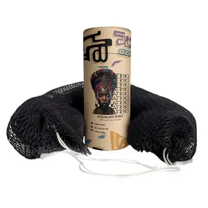 AFRIKI African Net Sponge – Exfoliating Body Scrubber, Black Owned & Rooted in Africa, All Skin Types | 45 in Long (Black)