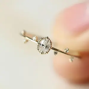 Zirconia Ring Statement Jewelry Simple Elegant Copper for Daily Outfits Party Wear Gift