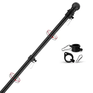 Yeesun,FlagPole,6FT Flagpole Kit for 3’ x 5’ American Flag-360° Tangle Resistant Technology,Stainless Steel Professional Outdoor Flag Pole for House Truck & Boat Use (Black\White\Silver),TikTokShopBlackFriday