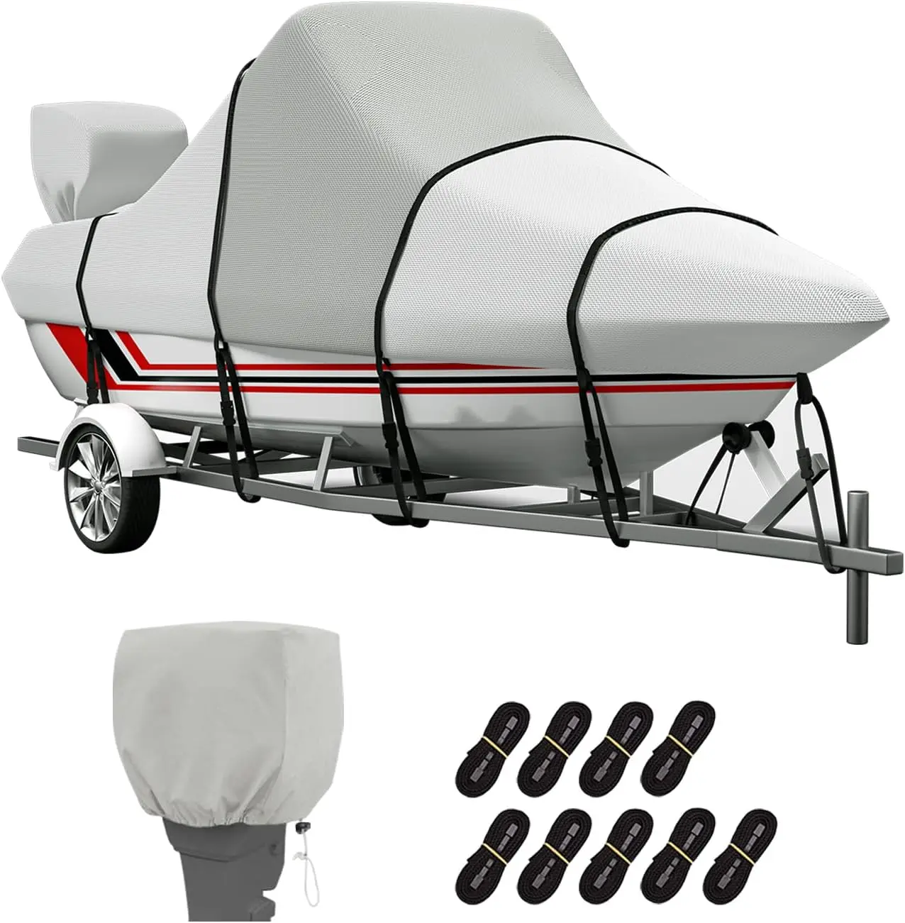 Center Console Boat Cover: 900D Waterproof Heavy Duty Boat Cover for CC Boat with Storage Bag, Marine Grade Oxford UV Resistant Canvas for Trailerable Boat