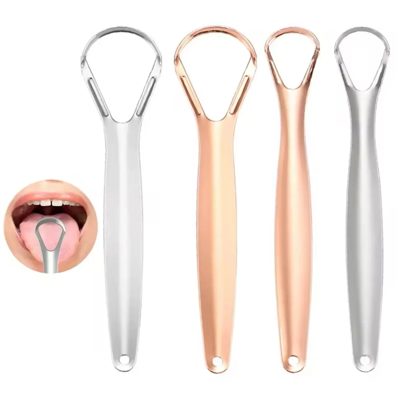 Stainless Steel Tongue Scraper Cleaner for Fresh Breath - Oral Care Toothbrush