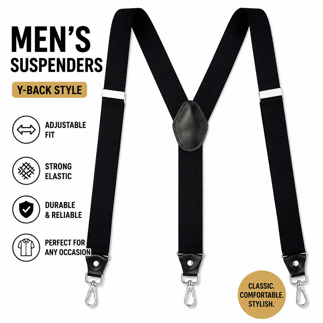 Men’s Hidden Suspenders | Adjustable Heavy Duty Elastic Braces Under Clothes