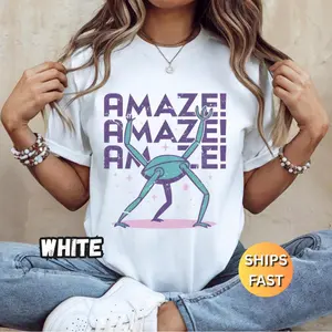 Trendy Alien Print T-Shirt Vintage Design Regular Fit Casual Tee