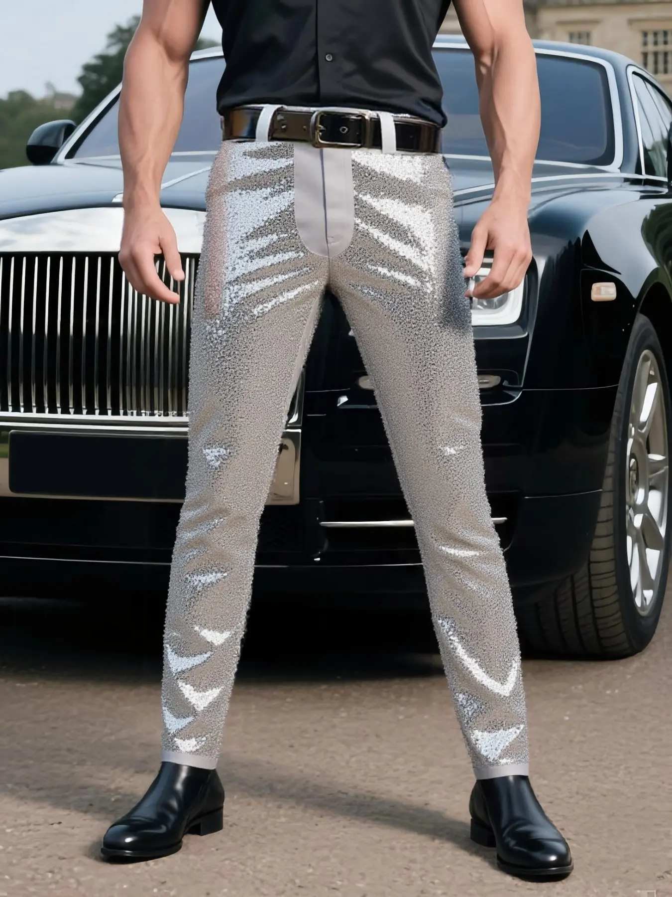 Men's sparkling pants, black diamond pants, sparkling party pants, perfect party pants, fashionable pants, Christmas gifts