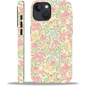 Case for iPhone 13/14,Fresh Flowers Exquisitely Pattern Double Protective Phone Cover Cases Soft Silicone for iPhone 13/14