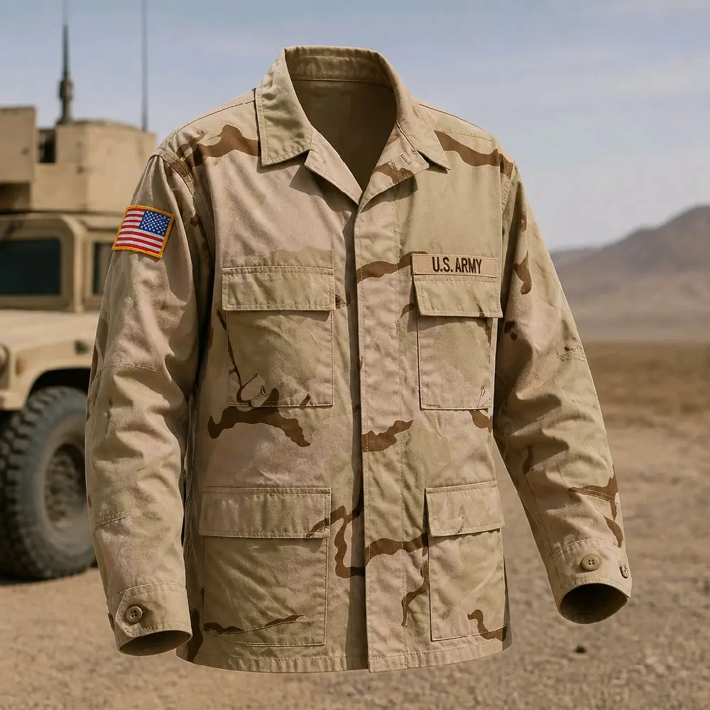 US Military Desert 3-Color Camouflage BDU Combat Uniform Shirt Jacket Coat