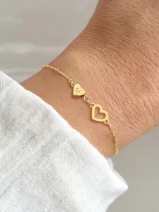 Heart Initial Bracelet, Stainless Steel Chain Bracelet for Women, Fashion Jewelry for Party, Daily Clothing Decor, Trendy All-match & Exquisite Jewelry for Birthday Gift