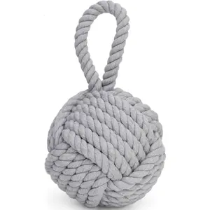 Nautical Decorative Door Stopper with Rope Weighted Base - Heavy Duty Door Stop for  Window Wedge - 6" (Grey)