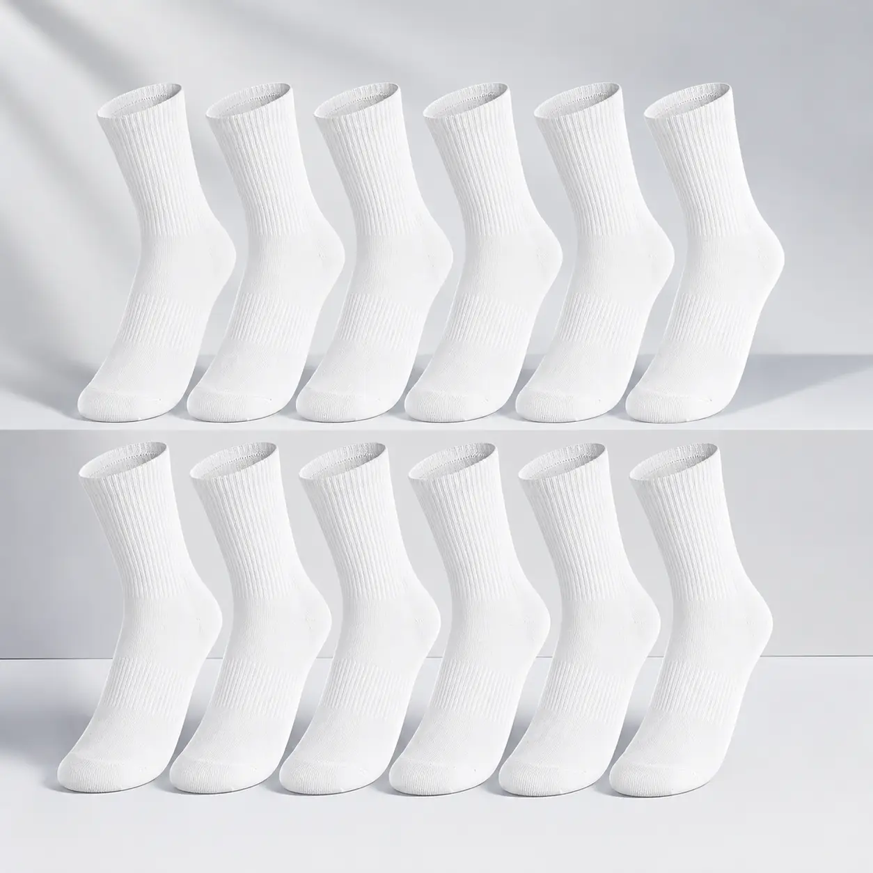 6 Pairs Unisex Cotton Crew Socks, Cushioned Athleisure Gym Socks with Arch Support for Running, Hiking & Sports, Athleisure Crewsocks