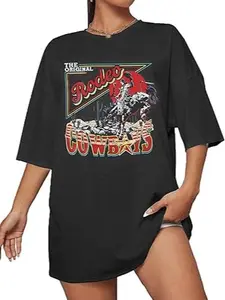 Women Cowgirl unisex T-Shirt, Outfits Casual Country Concert T Shirts Vintage Cow Skull Graphic Tees Oversized Tops