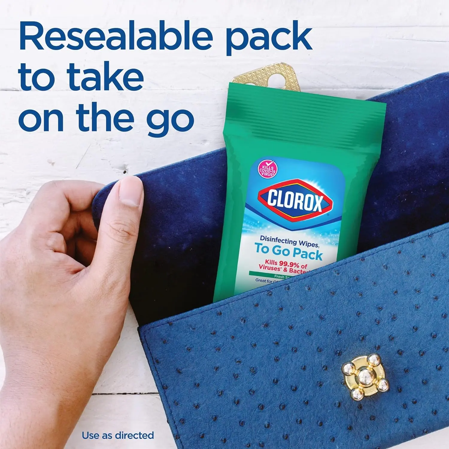 Clorox Disinfecting Wipes On The Go, Bleach Free Travel Wipes, Household Essentials, 9 Ct, Pack of 24