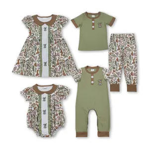 Kids Boy Easter Clothing Green Rabbit Bunny Embroidery Spring Pants set