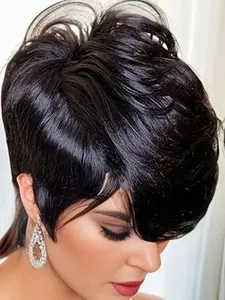 Short Human Hair Wigs for Women Pixie Cut Blunt Cut Wig Human Hair Black Short Curly Wigs