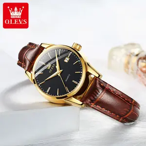 OLEVS Genuine Women Watch Leather Strap Women Watch Fade Resistant Waterproof Luminous Watch Birthday Gift Anniversary Gift 6898 Fashionable Wristwatch Reloj de cuarzo para mujer