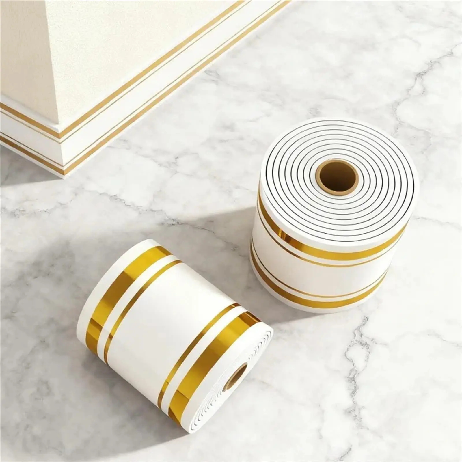 Peel & Stick PVC Waterproof Thick Large Baseboard Sticker, 1/2 Roll Self-Adhesive Wall Waistline Decorative Strip, Faux Tile Cover for Chip Imperfections, Bedroom Home Decor Supply