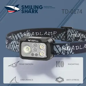 Smilingshark TD-0174 Multifunctional Headlamp - 5-Gear Lighting, 800mAh Built-In Battery, Power Display, Induction Function, Compact Portable Mini, Fast Charging, ABS Plastic, Tools and Gadgets for Outdoor Hiking, Camping