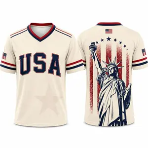 2026 USA-Inspired Soccer Jersey for Men & Women, Navy V-Neck Patriotic Football Shirt with Statue of Liberty, American Flag Stars & Stripes, 4th of July Fan Apparel