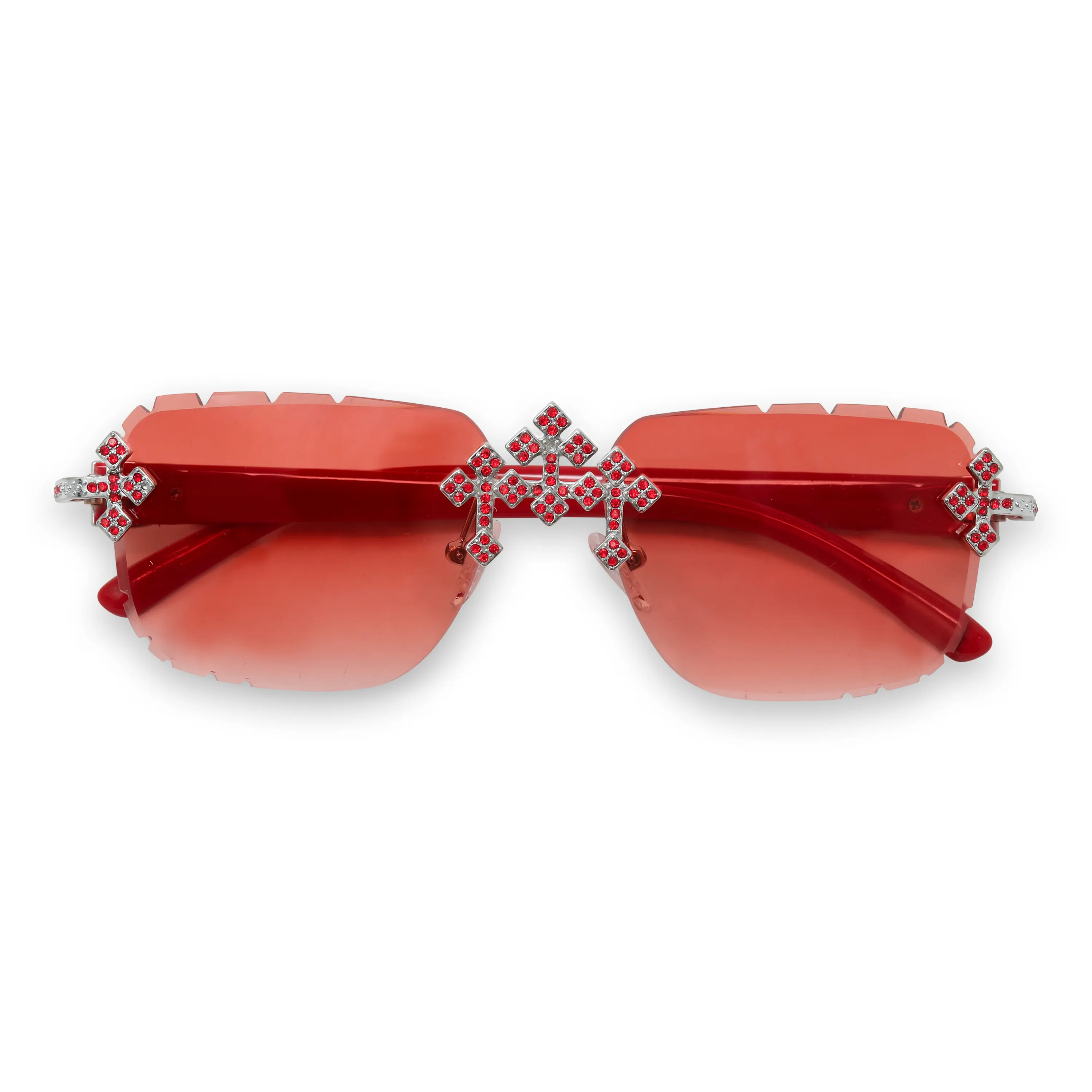 Triple Cross Sunglasses – Red Lens Fashion Sunglasses