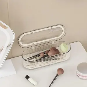 Makeup Brush Storage Box, 1 Count Dustproof Makeup Sponge Organizer with Lid, Makeup Tool Organizer, Cosmetic Organizer for Bedroom Bathroom Dressing Table, Makeup Brush Holder