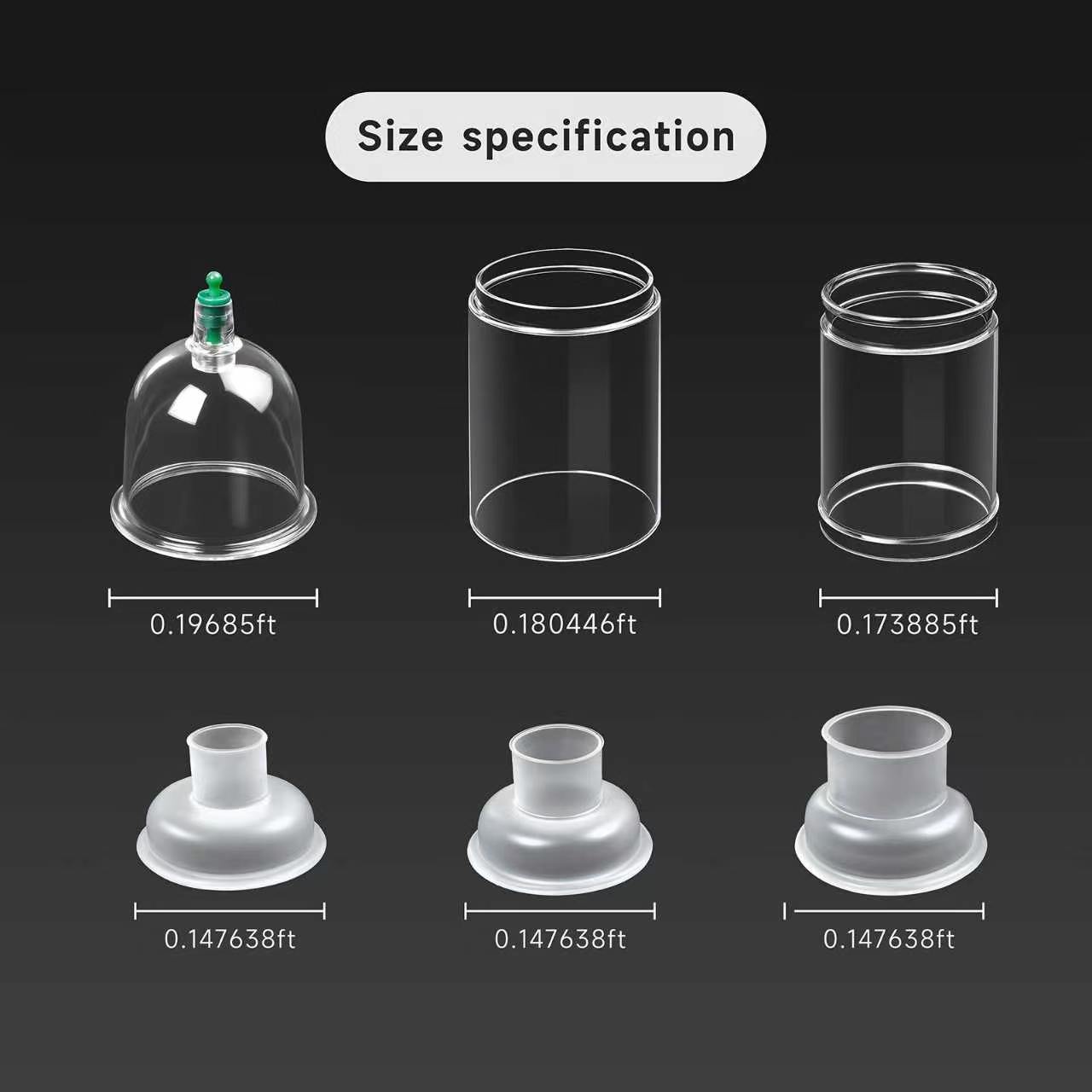 【Renhui】3-Piece Joint Cupping/Suction Cup Set, featuring a powerful vacuum pump and shatterproof U-shaped cups, ideal for back massages and body relaxation—batteries not included; suitable for both men and women for body care.