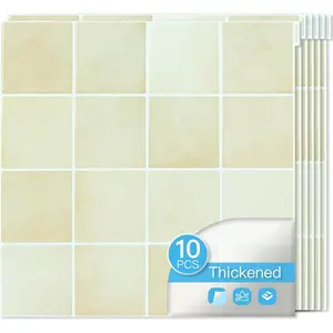 10-Pack Heavy-Duty Peel and Stick Backsplash, 12x12 Inch Self-Adhesive Wall Tile Stick  Kitchen Countertop, Sandstone