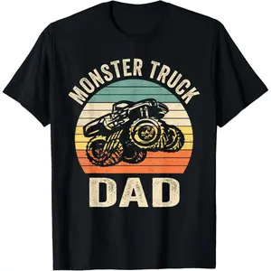 Monster Truck Dad Shirt Retro Vintage Monster Truck Shirt T-Shirt Pure Cotton Graphic Tees Menswear Top: Gifts for Men & Women
