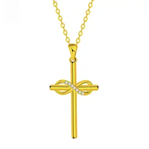Golden Infinity Cross Necklace – Faith, Prosperity, and Endless Blessings high quality chain necklace high quality teen boy men free jewelry hip pop jewelry elegant everyday jewelry Fashionable Collarbone Chain Necklace