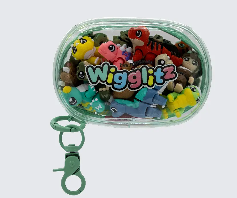Wigglitz Dinos 25 Pack with Storage Pouch – 25 Collectible Wiggly Fidget Toys – Award-Winning, Plant-Based, Made in USA – Foodz Series Characters for Collecting, Trading, Creative Play & Endless Fun