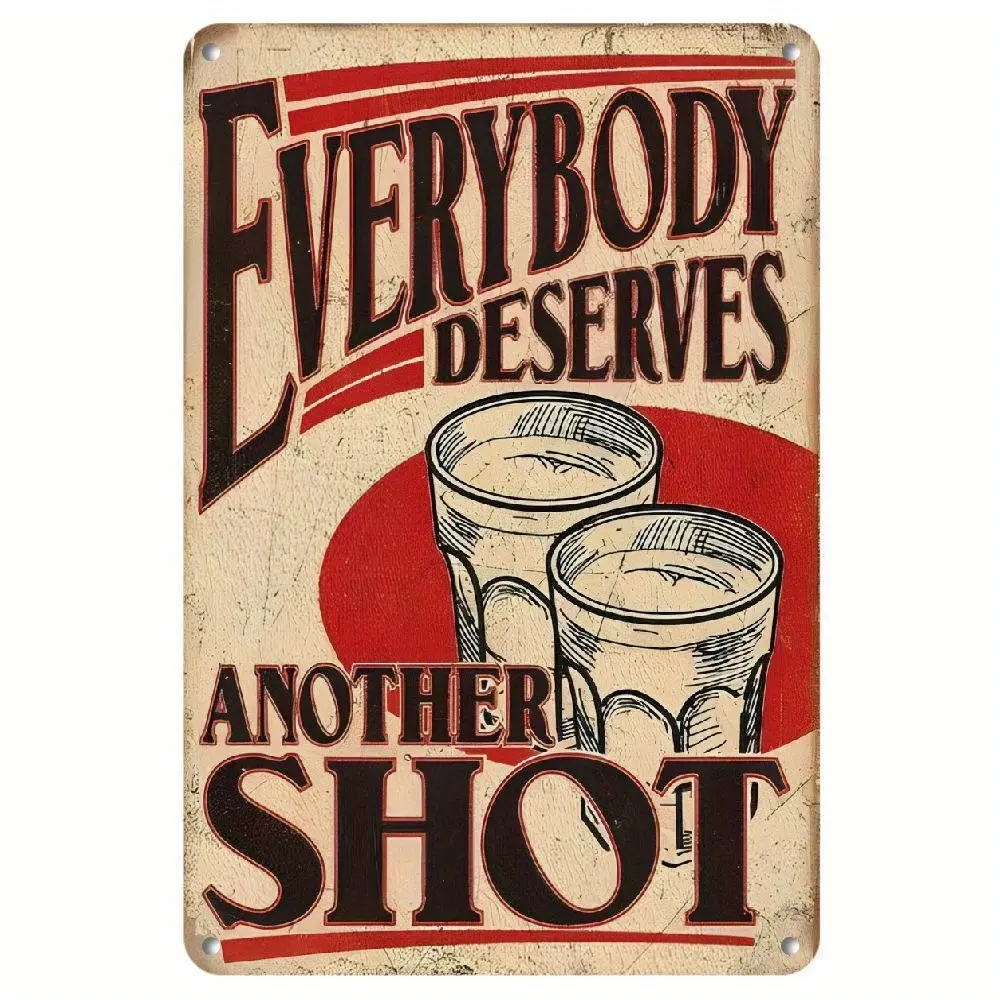[Retro Style] Vintage 'Another Shot' Metal Wall Decor Sign with Funny Quote – Unique Iron Bar, Pub, or for Man Cave Decoration, Retro Drinking Theme, Metal Wall Art Decor,Wall decor,Posters