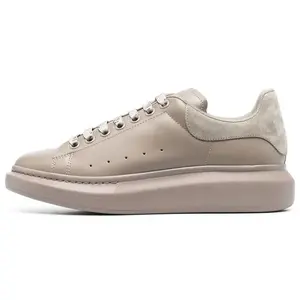 Alexander McQueen Zinn Leather Low-Top Lace-Up Fashion Sneakers for Men in Beige Gray Trending Shoes, House White Official Shoes to Get / Maison Mihara Verifiable, with credentials and supporting global authentication