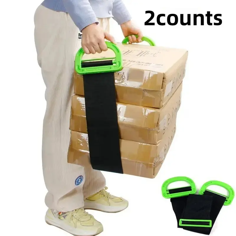 Portable Strap, 2 Counts Durable Polypropylene Fiber Strap, Heavy Duty Load Bearing Lifting Strap, Comfortable Handle for Moving Heavy Boxes, Sports & Outdoor Gear Carrying Accessory