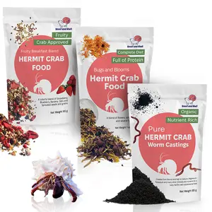 Snout and Shell Hermit Crab Food Variety Pack – Fruity Breakfast, Bugs & Blooms, and Organic Worm Castings – High-Protein, Nutrient-Rich Diet with Fruits, Seeds, Bugs & Minerals – All-Natural, Non-GMO