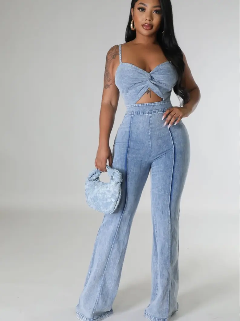 Acid wash khaki jumpsuit - TikTok Shop