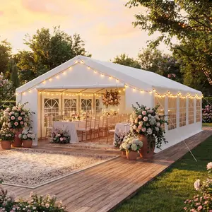 Aoxun Party Tent Heavy-Duty Commercial Canopy with Removable Sidewalls, Waterproof Wedding Event Tent for Outdoor, BBQ, Birthday, Camping - Wind Resistant & Quick Setup - White