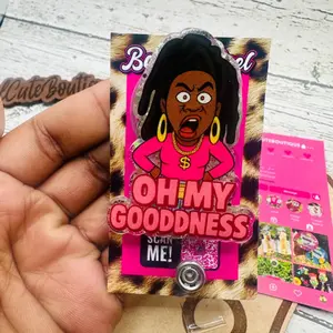 Oh my Goodness Nostalgia Hospital ID Healthcare Worker Lab Nurse Xray Pharmacy Reg Glitter Acrylic Badge Clip Nurse Badge Reel