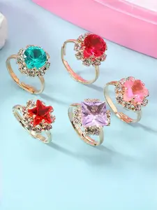 Cute Princess Ring for Girls, Faux Gemstone Jewelry, Water Drill Clip-On Hand Accessory, Adorable Diamond Decorations, Cute Rings, Rhinestone Ring