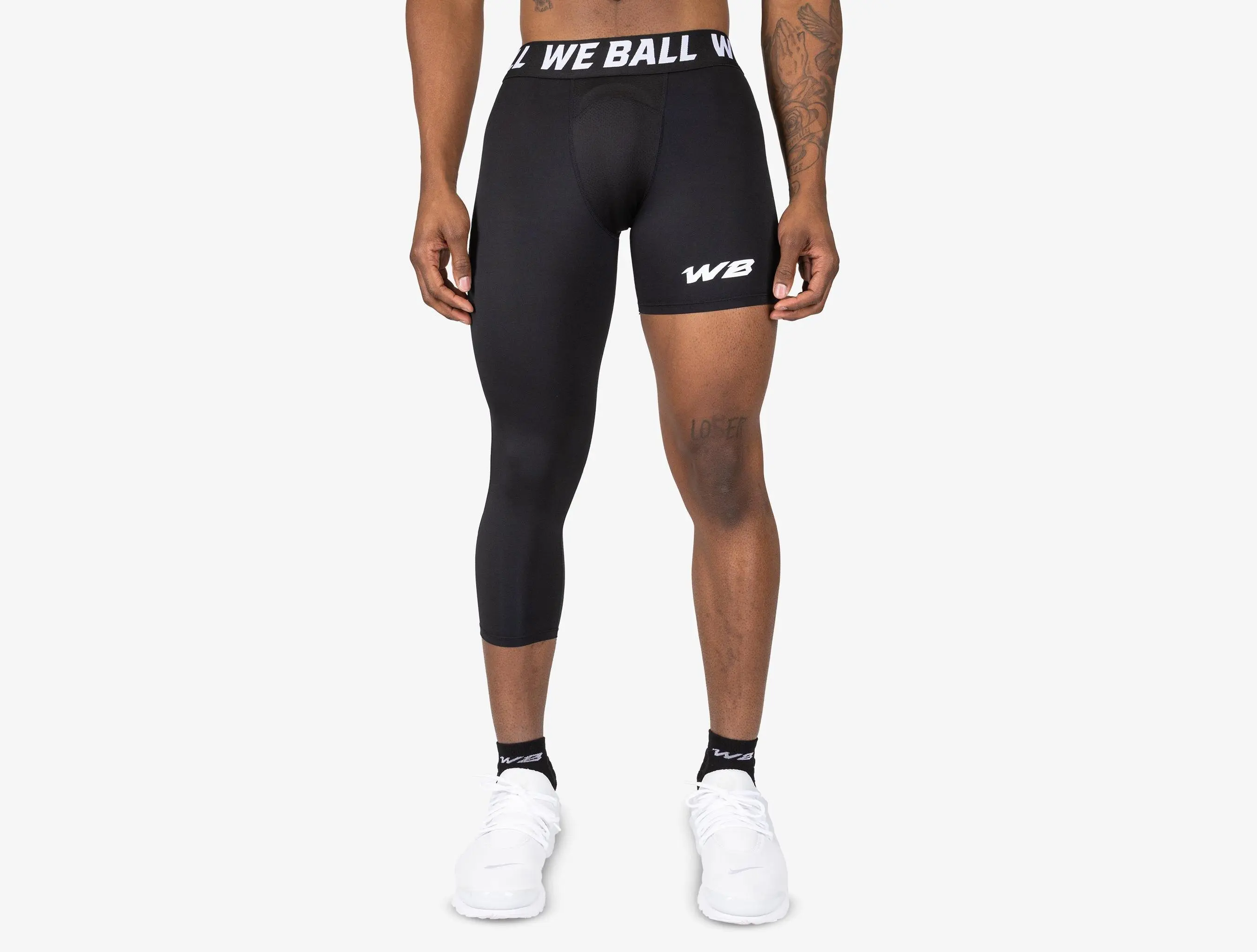 We Ball Sports Mens Single, One Leg 3/4 Compression Tights (Black)