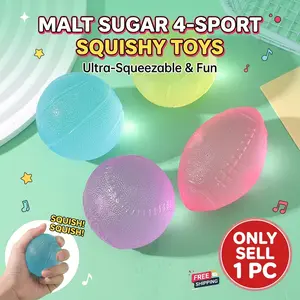 Malt Sugar Basketball Soccer Rugby Baseball Squeeze Fun Toy, Durable Malt Sugar Material, Ideal for Kids' Playtime, Safe & Enjoyable