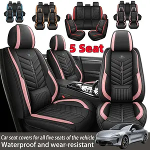 5-Seat Full Set Car Seat Cover Waterproof Wear-Resistant PU Leather Easy to Clean Anti-Slip Non-Displacement Comfortable Firm Waist Support