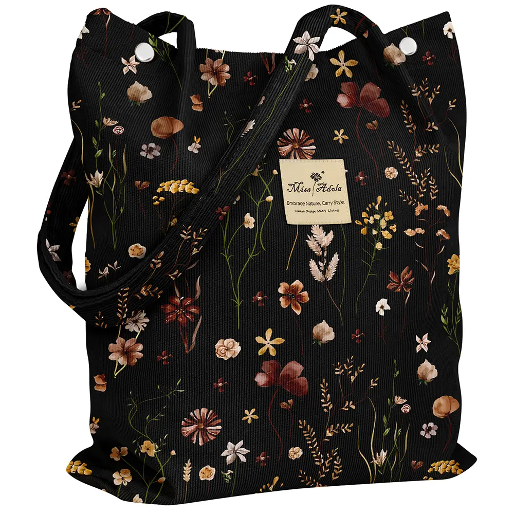 Miss Adola Artsy Corduroy Women's Tote Bag, Stylish Shopper Handbag with Magnetic Closure and Inner Pocket for Everyday Work, Work Bags for Women, Tote Bags