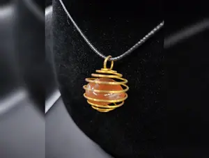 Unisex Gold Caged Red Jasper & Carnelian Necklace