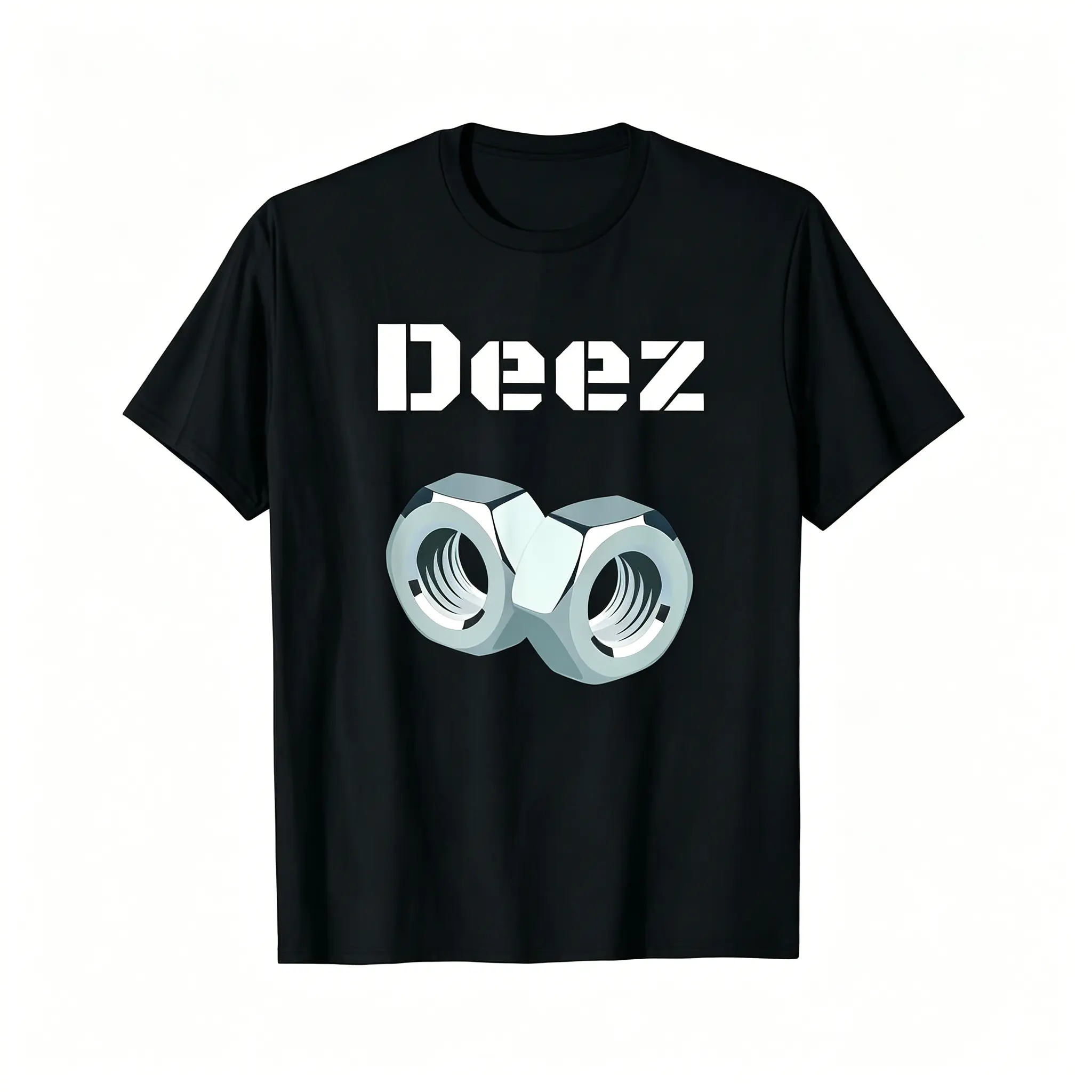 Summer t Shirts 100% Cotton Funny "Deez Nuts" Graphic T-Shirt, Men's Casual Crew Neck Short Sleeve Tee with Geometric Design