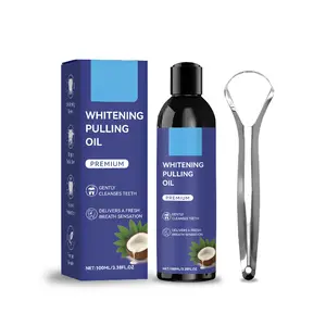 Coconut Mint Mouthwash for Fresh Breath, Whitening Pulling Oil Oral Rinse with Tongue Scraper, Gentle Oral Care Mouthwash for Home, Office & Travel 100ml